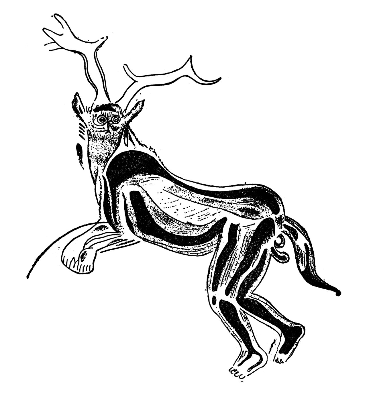 Calco de Henri Breuil (1920) de 'El Hechicero' de la cueva de Trois-Frères
