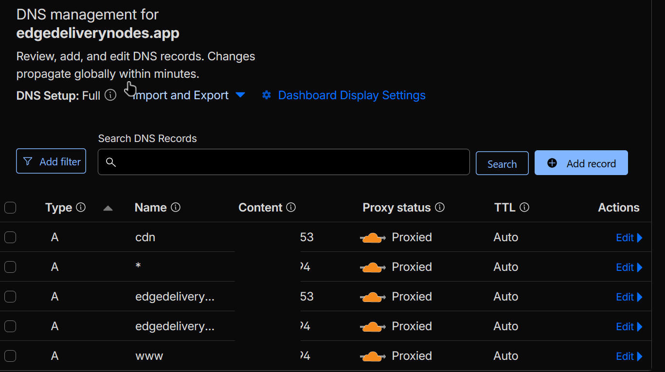 Creando registros A en Cloudflare
