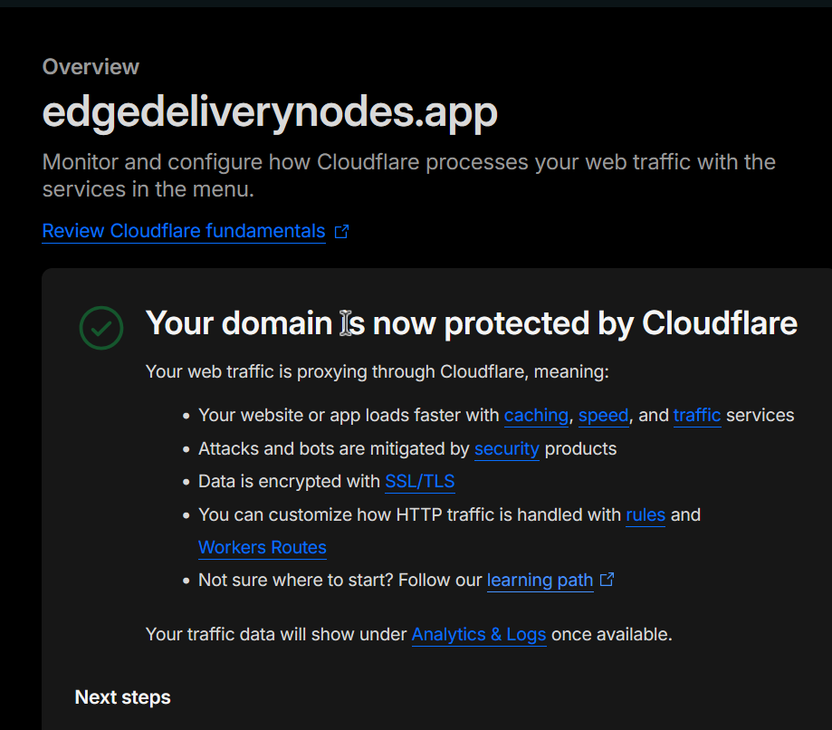 Dominio comprado en Name.com protegido por Cloudflare