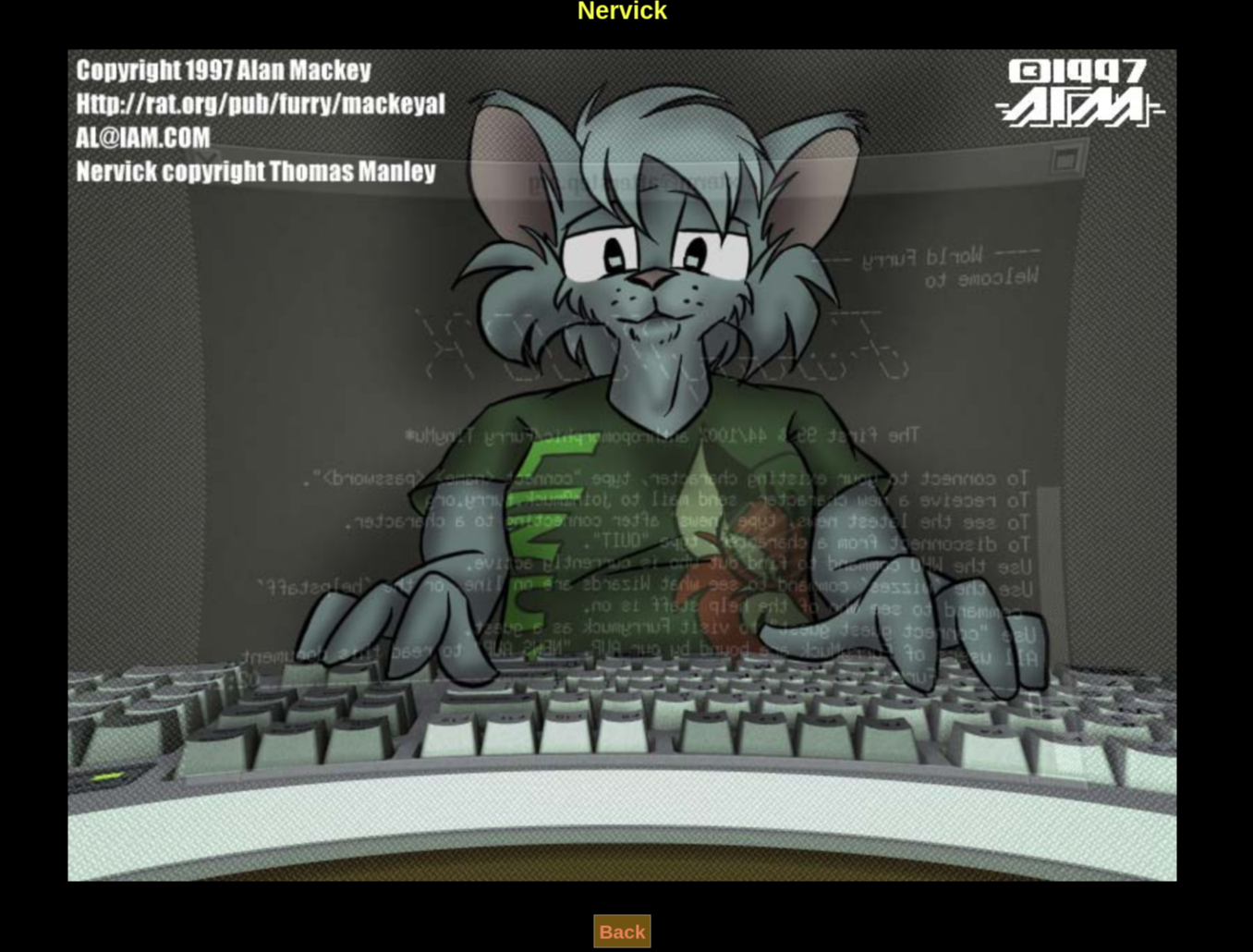 Captura de la página personal furry de Al Mackey